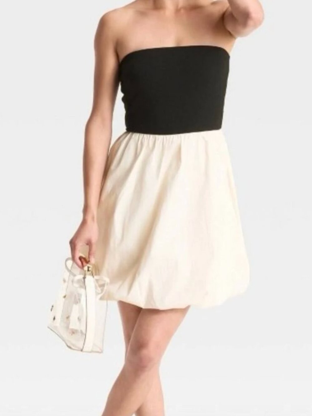 A New Day Strapless Bubble Hem Midi Dress Medium NWOT